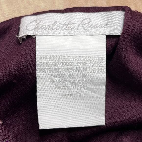 Y2K Charlotte Russe Beaded Sequin Empire Waist Party Mini Dress Purple Mesh - Picture 3 of 8